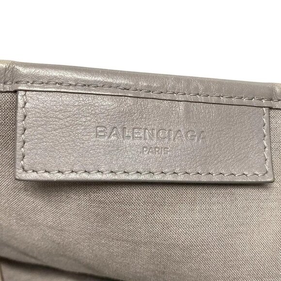 Auth BALENCIAGA Navy Cabas M 339936 White Gray Canvas Leather - Tote Bag - Picture 7 of 16